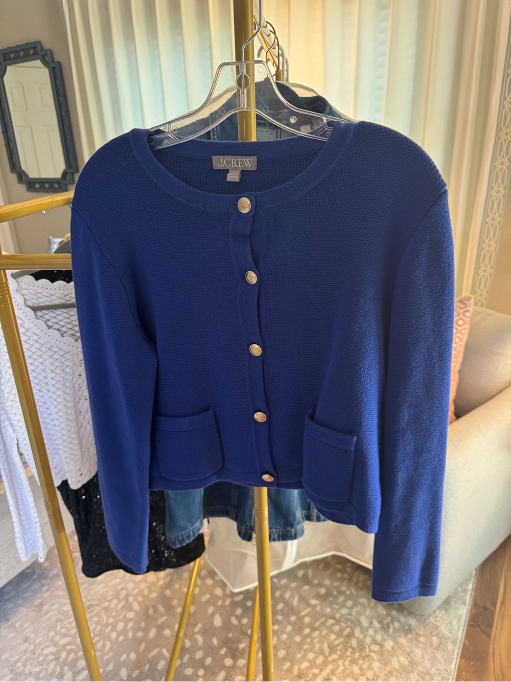 J. Crew Women's Royal Blue Crewneck Cardigan